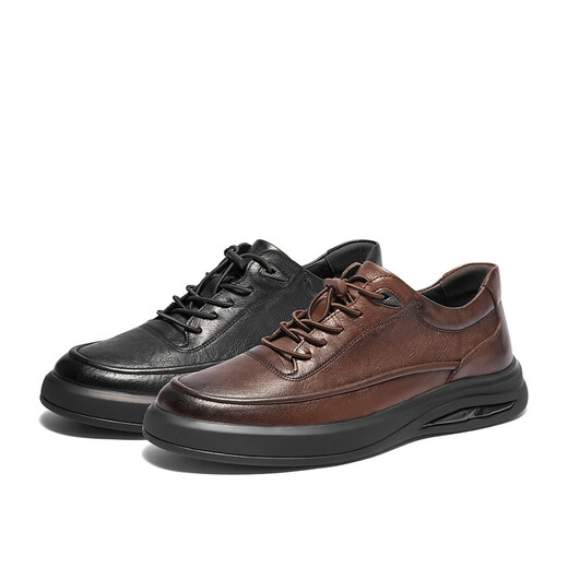 Belle Thick-soled Casual Leather Shoes Men's Autumn and Winter Comfortable Genuine Leather Business Shoes Sports Shoes Plus Velvet A1685DM4 Pre-sale Black - Single Liner 40 (250mm)