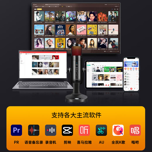 Onedy 2025 upgraded special audiobook recording equipment live broadcast anchor microphone noise reduction card voice karaoke singing online class Himalayan dubbing microphone RGB colorful version - computer only noise reduction + built-in sound card + one-click mute