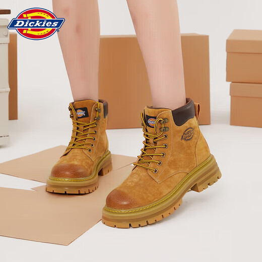 
Dickies women's Martin boots high top fashion couple boots versatile work boots women's yellow women's style-37