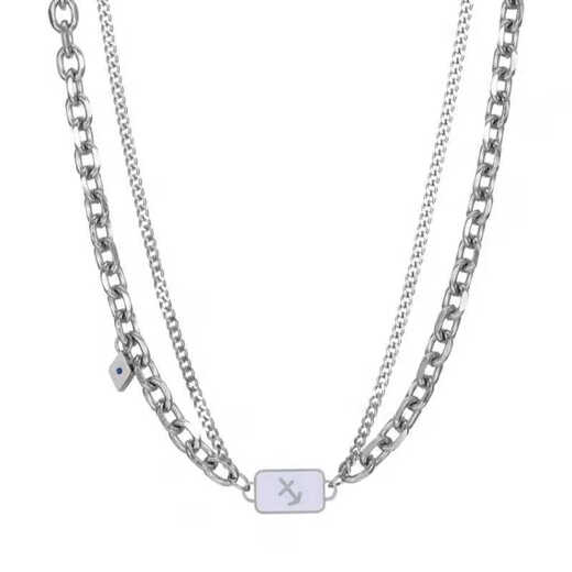 Guanpu Pavilion Fat Donglai's same style men's platinum necklace new platinum twelve zodiac signs boys double chain clavicle chain versatile Cancer cautious + gentle + giving