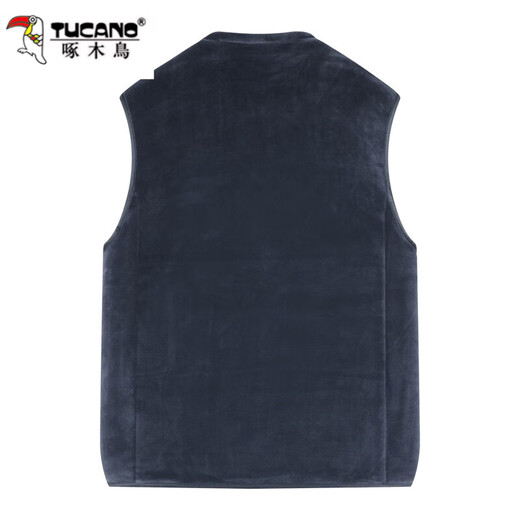 Woodpecker lamb velvet middle-aged and elderly thickened vest men's cotton vest dad waistcoat winter warm and cold vest 669 blue gray XL