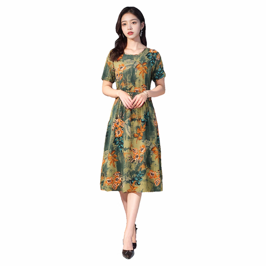 
Dengsentu Guangzhou 13-row high-end women's dress middle-aged women's summer cotton silk mother's short-sleeved color 683 to 5 colors XL 100Jin [Jin equals 0.5 kg]