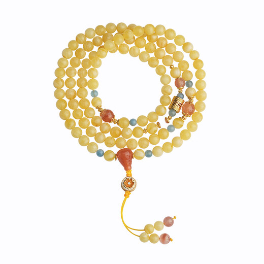 Potala Palace Beeswax Aquamarine 108 Buddha beads Wenwan Bracelet Women's Transfer Bead Bracelet Necklace as a birthday gift for girlfriend Beeswax Aquamarine Nanhong 108 beads