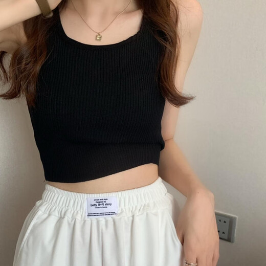 猫人（MiiOW）白色针织小吊带背心女2025新款夏季外穿内搭打底美背短款无袖上衣 白色 M