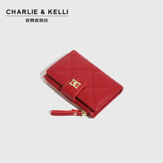 CHARLIE & KELLI品牌 CK轻奢包包女包2025新款钱包女士简约零钱包卡包 红色【七夕实用礼物】