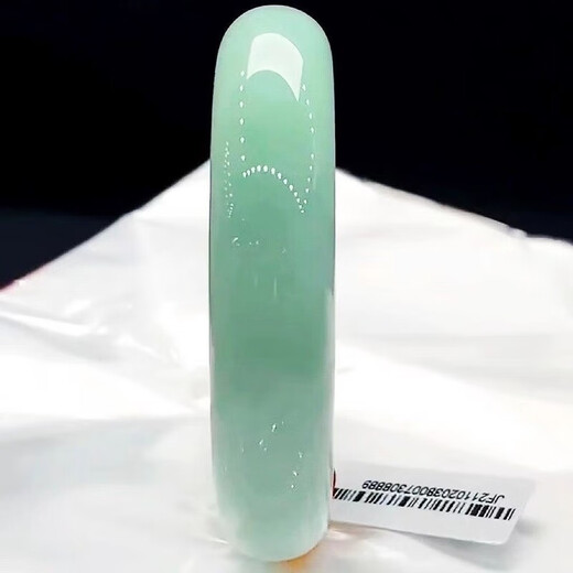 Burmese high-end jade bracelet, ice jade bracelet, light green floating flower jade bracelet, women's model, real jade bracelet, gift number 53