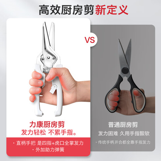 瑞士力康厨房剪刀专用多功能强力鸡骨剪家用不锈钢食物剪刀磁吸