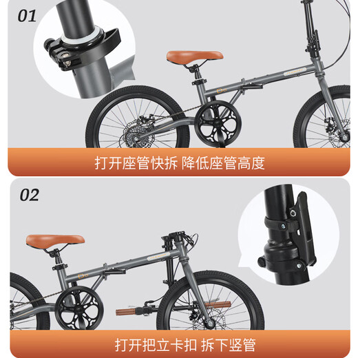 OEMG Light Luxury High-end Carbon Fiber Folding Bicycle Imported from Japan Folding Bicycle Ultra-Lightweight and Portable at the Back Matte Gray Shimano Shifting Smooth and Effortless 16 Inches