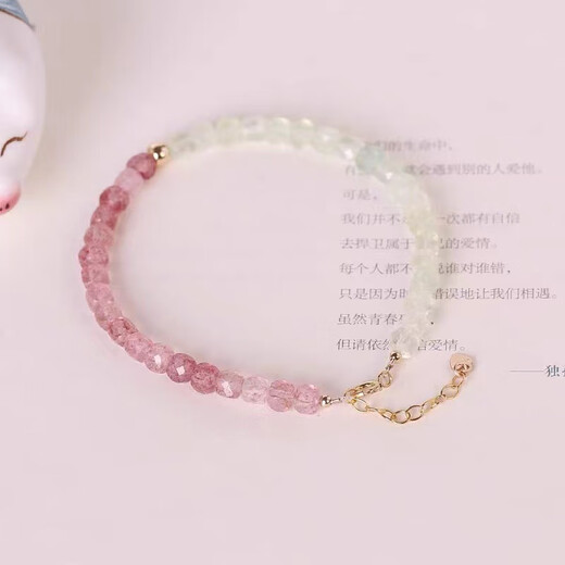 Ji Enxin has natural strawberry crystal bracelets for women, designer crystal bracelets, exquisite literary strawberry crystals, 4mm strawberry crystal prehnite double sugar cubes