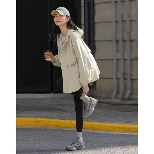 Demana [Informelles College] Frühlings- und Herbst -Intelligenz Einfacher Stil mit Kapuze mit Zipper -Trenchcoat Lose Silhouette versteckter weiblicher Mantel