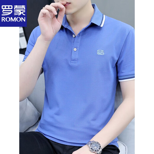 Romon Handsome Menere de cuello corto Top de manga corta de verano jóvenes casuales jóvenes de cuello pequeño camiseta media manga de polo tostado cuello blanco s5012 guapo nuevo m peso 95-115