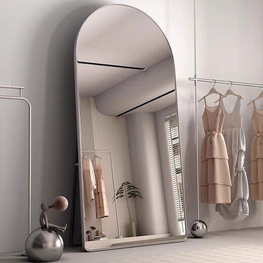 Weijia Rahmenindustrie Wikea Mirror Ganzkörper-Kleidungsstück Spiegel bodensteht Mirror Damen-Bekleidungsgeschäft Speziales schlampigem explosionsfestem großer Sichtspiegel [Schlanker Stil] Silber-White 80*180 Model