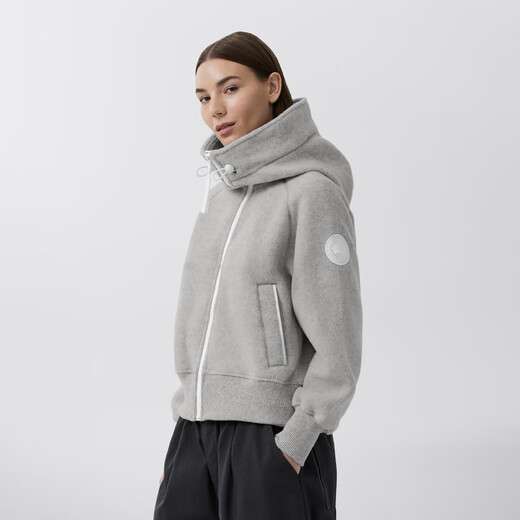 Canada Gans Chilliwack Frauen weißes Label Wolle Wolle Fleece Jacke Bomber Jacke große Gänsejacke 7102W1 1342 Blumengrau Silber Birke M.