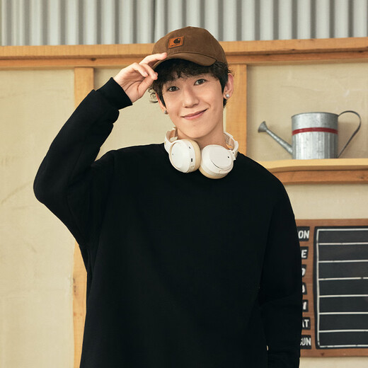 Jeanswest sweatshirt men's spring and autumn trendy brand loose large size men's hooded heavy top men's round neck long-sleeved jacket trendy gray bean green (Mao Xiaoman) L (175) (Priority for collection and purchase)