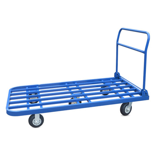 Handun 1.5m extended trolley flatbed trailer pull truck steel tube folding push truck small trolley transport truck 150*80 with heavy-duty rubber wheels