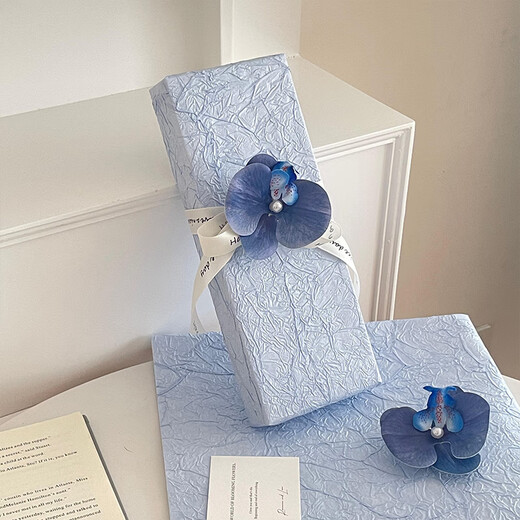 DOROCH gift wrapping paper with ribbon Phalaenopsis cigarette box wrapping paper blue birthday gift handmade DIY Christmas wrapping paper