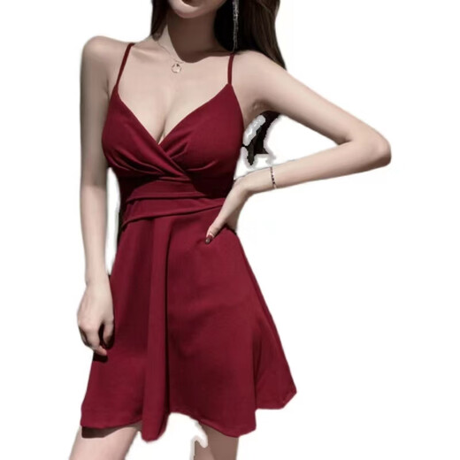 Die nis Nightclub Nouveau été French Slim sans bretelles robe de nuit robe de tempérament sexy jupe courte 2025 Bourgogne 6038 xl recommandé 115-125jin [Jin est égal à 0,5 kg]