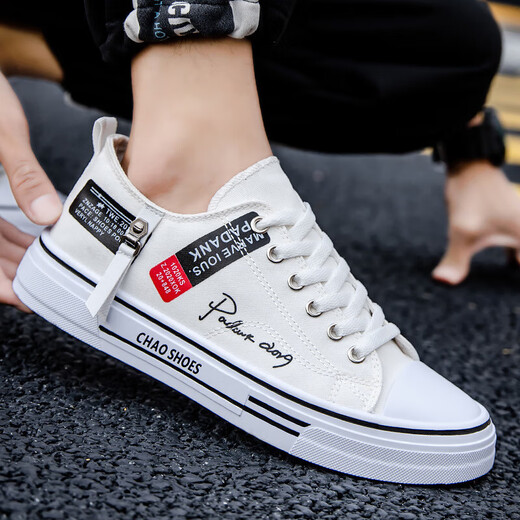 
Men's shoes 2025 spring new versatile low top board shoes canvas shoes men's casual sports shoes student shoes men black 42