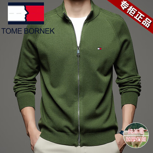 Tommy Hee Kelly Tommy 100 Pure Wool Cardigan Executive Jacket Herren Reißverschluss Frühling und Herbst High-End-Strick-Pulloverjacke Top Navy Pure Wool XL 175 [Vorgeschlagen 130-155 Jin [Jin gleich 0,5 kg]]