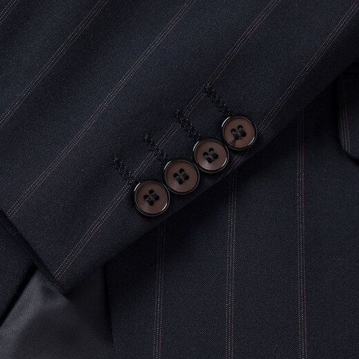 SHANSHAN light luxury brand men's suit slim casual business blue flat lapel suit for men navy blue stripes 2XL 180