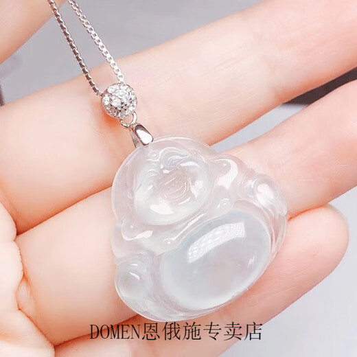 DOMEN Old Phoenix Gold Store Model Plated 18k Gold Rose Gold 925 Silver Pendant Button Head Buddha Jade Jade Guanyin Hang Oblique Hole White Gold