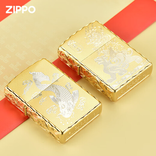 Zippo более светлый подлинный, изысканный резьба, золотоизолярный оригинал, подарок для мужского ограниченного керосинового ветропроницаемого пожарного, золотой, изысканной, изысканной резьбы (автономный) -dy9902zb
