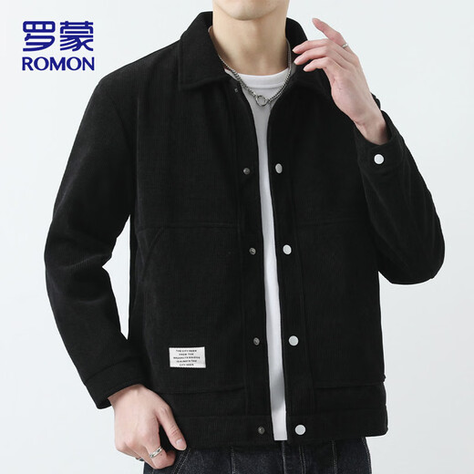 ROMON jacket men's autumn and winter jacket men's casual business youth jacket work jacket men's black XL