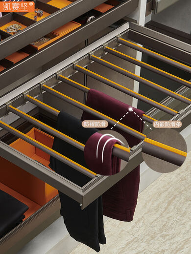 XMSJ Custom Gardrobe Telecopic Blouser Stand Stand Stand Stand Dewelly Grable Corpe Cloakroom Duobao Сетка Демптинг ящик для кожа ювелирных украшений подставка для брюк (ширина 756-770).