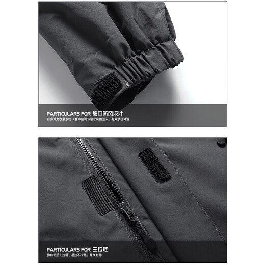 JEEP SPIRIT Jeep Jacket Men's Spring and Autumn Jacket Windproof and Waterproof Three-in-One Mountaineering Suit Black Gray 4XL