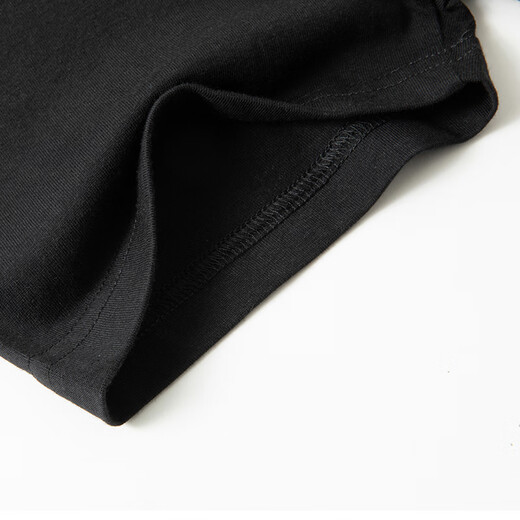 Limeng (Limeng) Herren- und Damenscheine mit 180 g Baumwoll kurzärmelig T-Shirt runden Hals Lose T-Shirt-Basis-Hemd schwarz l
