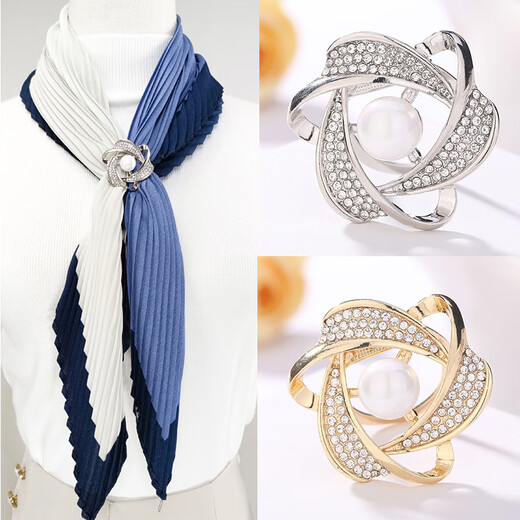 WOUG gold store autumn and winter fashion silk scarf buckle brooch dual-purpose non-fading shawl buckle women's versatile T-shirt corner khaki circle gold