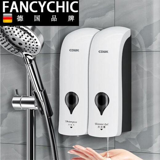 FANCYCHIC皂液器壁挂式免打孔酒店宾馆手动按压皂液器厨房给皂器批发 1049A-白色