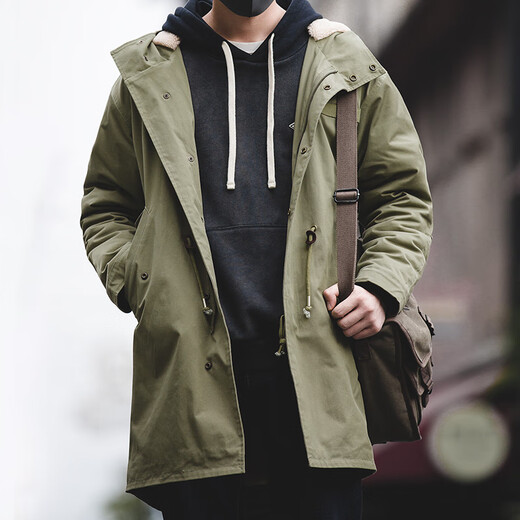 Maden workwear American retro M51 fishtail windbreaker military coat parka clover cotton jacket mid-length jacket hooded men military green (slim fit) M