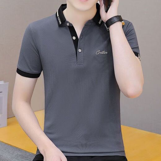 中凡智夏季男士t恤polo衫短袖翻领半袖休闲男装有领时尚体恤夏天衣服男 682白色+679浅蓝 XL