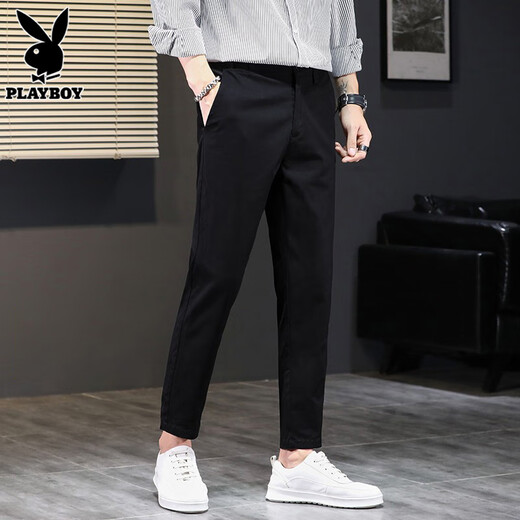 Playboy (Playboy) Pantalones casuales Pantalones pequeños para hombres 2025 Spring New Tendencia de algodón Slim Feal Pantalers Men 1502 Brown [Pantalones de corona] 30 [116-120Jin [Jin equivale a 0.5 kg]]]