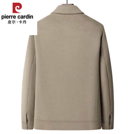 皮尔卡丹（pierre cardin）高档羊毛夹克男翻领2024春秋新款中年商务休闲男士羊毛呢子外套 黑色(鹅绒款) M (170)【建议105-125斤】