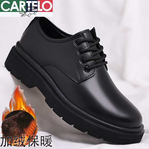 CARTELO crocodile casual leather shoes for men genuine leather 2025 new spring and autumn British style business formal wear big head suit wedding shoes for men black four seasons 41