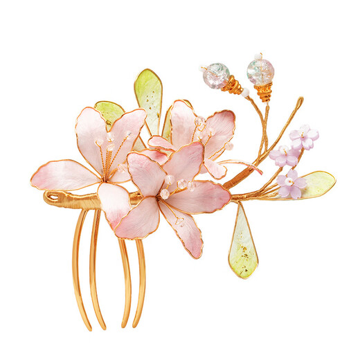 Meng Junchen's intangible velvet flower hairpin handmade new Chinese style hairpin cheongsam headdress ancient style Hanfu hair accessories fairy headdress pink lily velvet flower hair comb