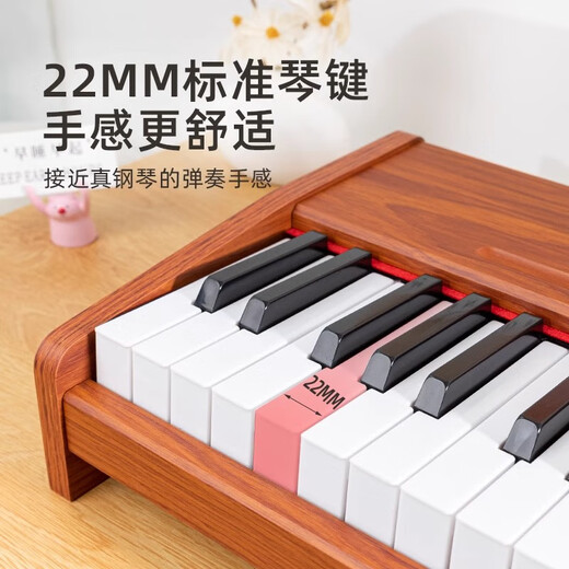 PAYINSI木质儿童小钢琴37键迷你电钢琴男女孩初学生日音乐电子琴玩具礼物 插电基础款胡桃色