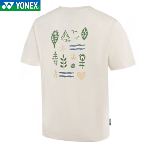 YONEX25年新款尤尼克斯YY羽毛球服运动服T恤速干透气上衣短袖 男款-16833CR-冰米色 2XL