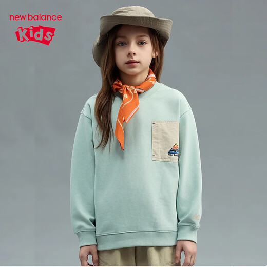 newbalance nb children's clothing 25 years spring new style men's and women's versatile casual sports round neck pullover sweatshirt 7ZF12053 7ZF12053-KH 140 cm
