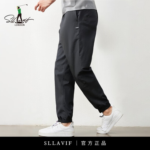 萨拉维夫品牌束脚休闲裤男春秋痞帅2025新款工装运动宽松哈伦裤 黑色款 常规 S 推荐90-105斤