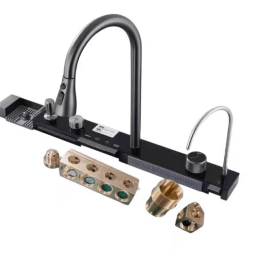 Jomoo all-copper waterway customized version of high-quality one-to-one configuration Whale Rainfall Waterfall pull-out hot and cold faucet 68x45