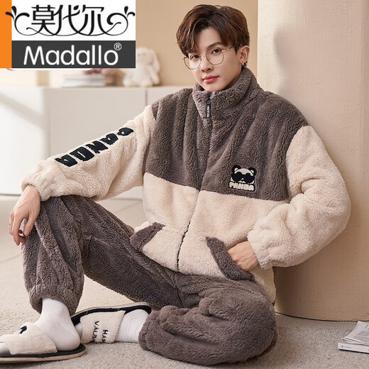 Modal 2025 Neues Korallenleiden-Pyjamas für Männer mit samtig verdickten Winter-Teenagern können Hauskleidung außerhalb des XQ9928 m kleiner Größe tragen: 150-155 cm (70-90jin [Jin gleich 0,5 kg]))
