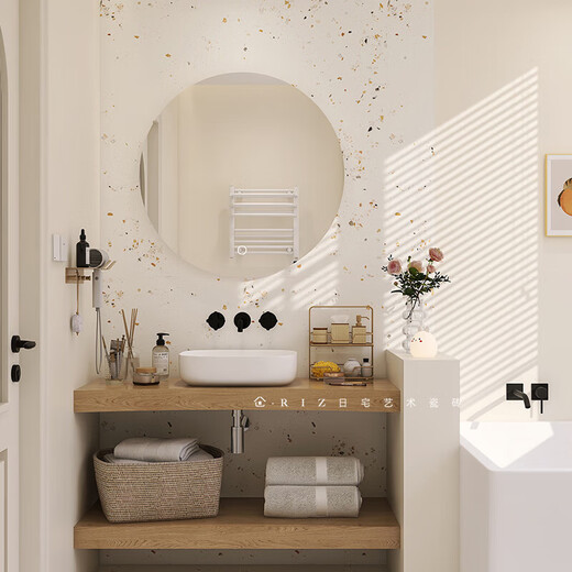 XMSJ bathroom tiles floor tiles terrazzo anti-slip tiles wall cream French floor tiles free particles-K12108 main picture 600x1200
