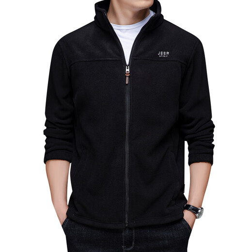 
JEEP SPIRIT Jeep Sweater Men's Jacket Stand Collar Solid Color Spring and Autumn Thick Embroidered Straight Loose Business Top Fleece Military Green 9902 100-120Jin[Jin equals 0.5 kg] M