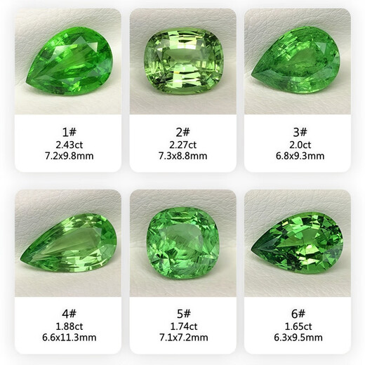 Blue Xianghe 7 tsavorite green apple green mint green bare stone water drop cushion-shaped ring surface gemstone 18k gold men and women ring pendant 2.43 carats 1#