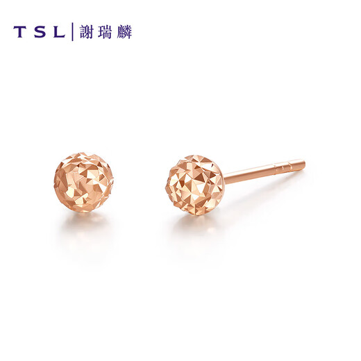 Xie Ruilin (TSL) 18K rose gold earrings plain gold basic color gold earrings AG541