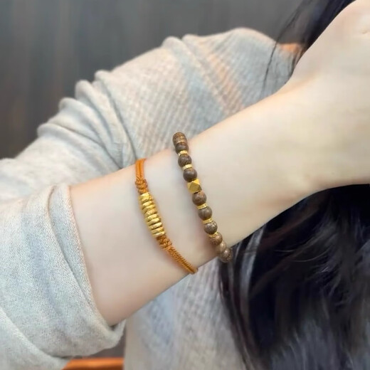 Li Shen's official 18k gold coiled bracelet, gold small gold circle braided bracelet, gift for girlfriend and wife, coiled bracelet, brown