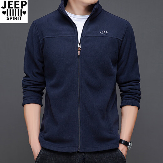 
JEEP SPIRIT Jeep Sweater Men's Jacket Stand Collar Solid Color Spring and Autumn Thick Embroidered Straight Loose Business Top Fleece Military Green 9902 100-120Jin[Jin equals 0.5 kg] M